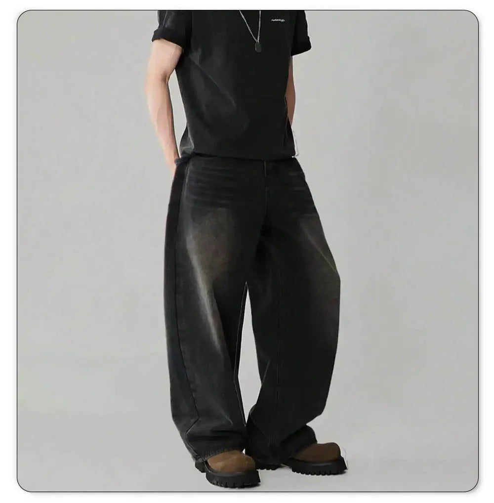 Oversized Men's Wide Leg Jeans - Baggy Straight Cotton Blend - Tophatter Daily Deals