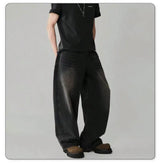 Oversized Men's Wide Leg Jeans - Baggy Straight Cotton Blend - Tophatter Daily Deals