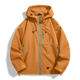 Waterproof Unisex Windbreaker - Hooded Single-Layer, Hiking Orange - Tophatter Daily Deals