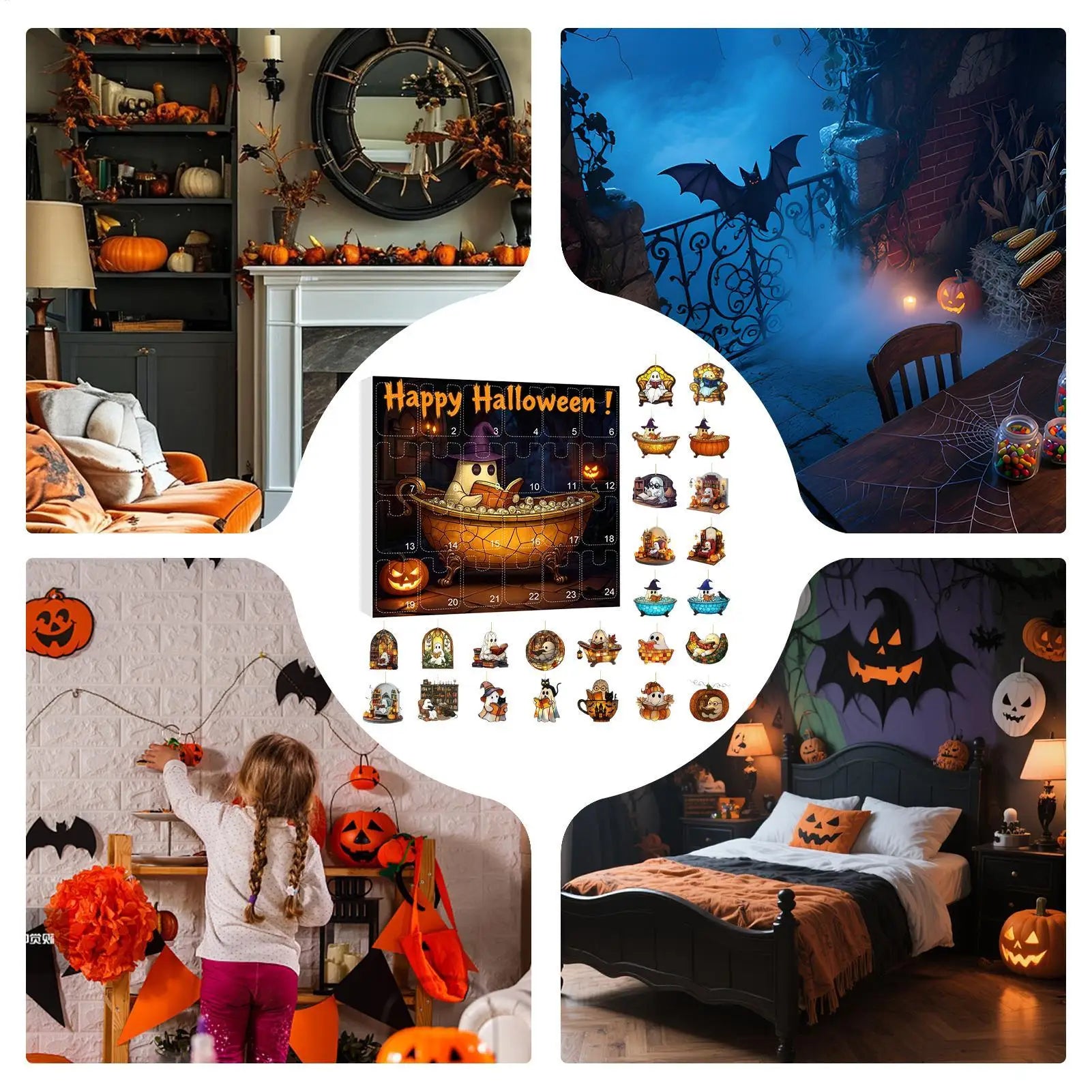 Halloween Advent Calendar 24 Days Ghost Pendant Decor - Tophatter Daily Deals