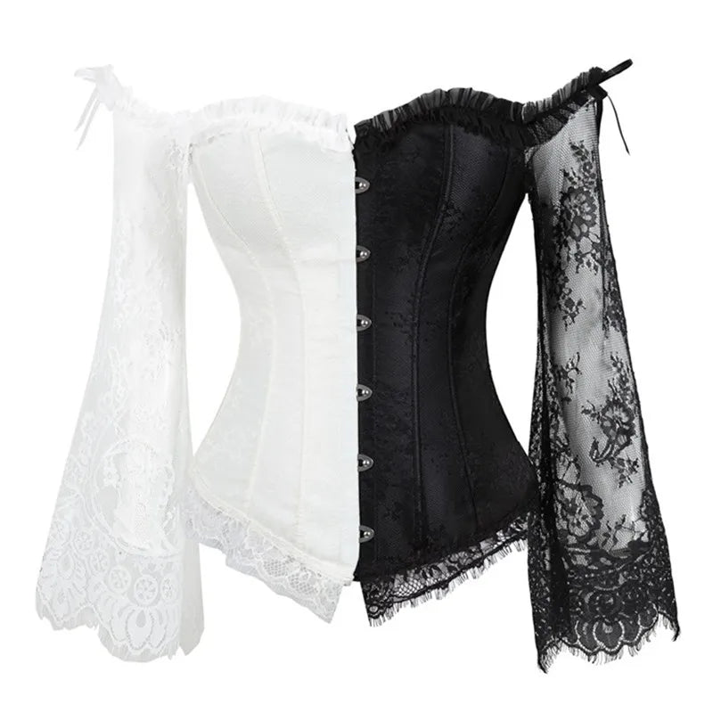 Supportive Women's Corset Top - Off Shoulder, Lace Satin - Tophatter Daily Deals