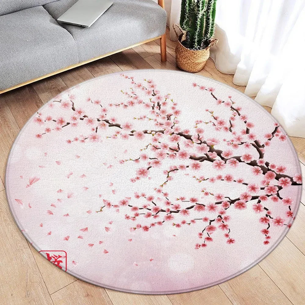 Koi Fish Round Rug Japanese Water Ink Floor Decor Serene DD-9928AE - Tophatter Daily Deals
