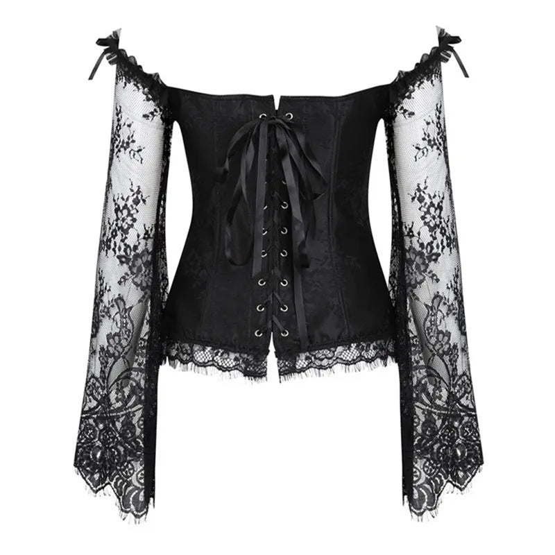 Supportive Women's Corset Top - Off Shoulder, Lace Satin - Tophatter Daily Deals