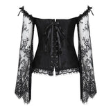 Supportive Women's Corset Top - Off Shoulder, Lace Satin - Tophatter Daily Deals