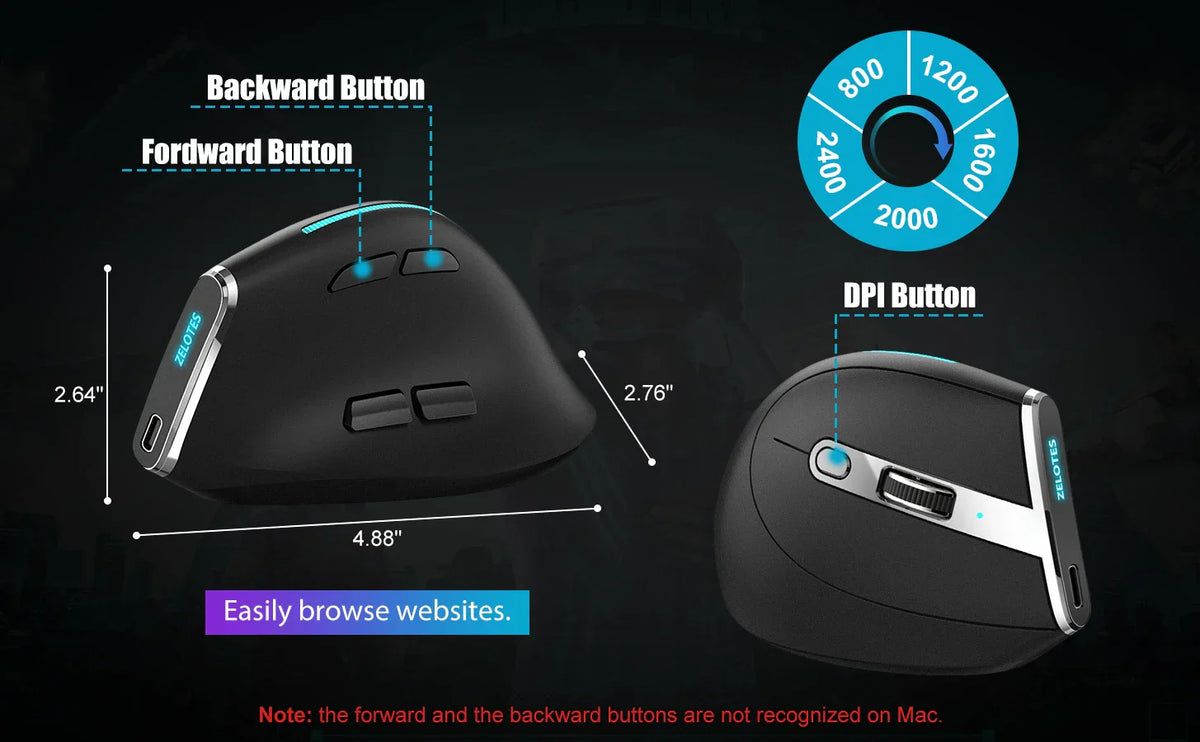 Bluetooth Vertical Ergonomic Mouse With OLED Screen - Tophatter Daily Deals