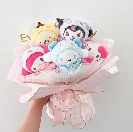 Sanrio Plush Bouquet My Melody Kuromi Cinnamoroll Hello Kitty Peach Flowers - Tophatter Daily Deals
