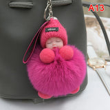 Pompom Sleeping Baby Keychain Plush Bag Charm Cute Gift A13 - Tophatter Daily Deals