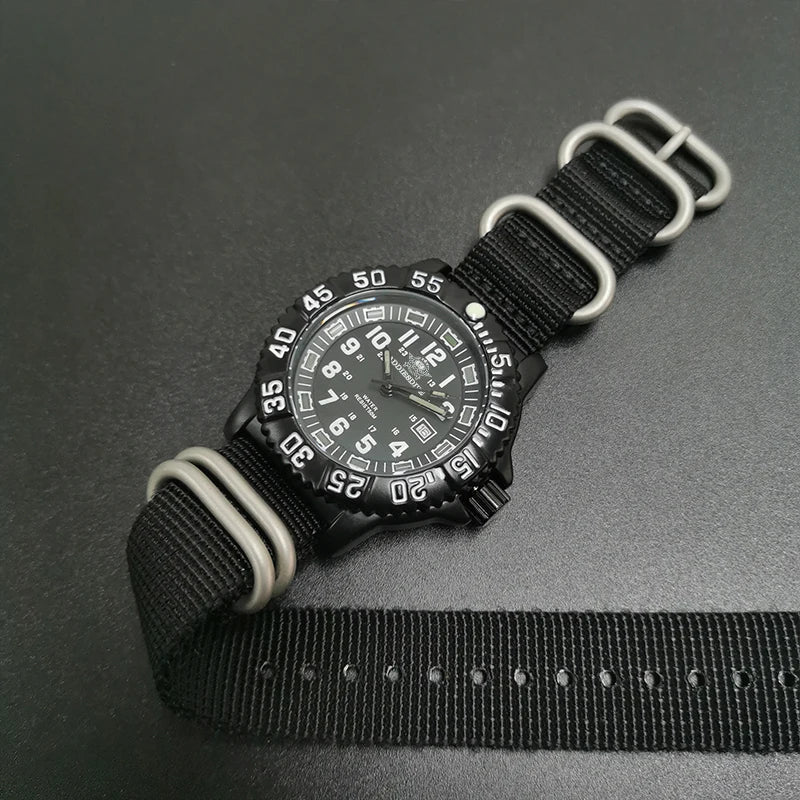 Military Watch Green Nylon Strap 50m Waterproof Luminous - Tophatter Daily Deals
