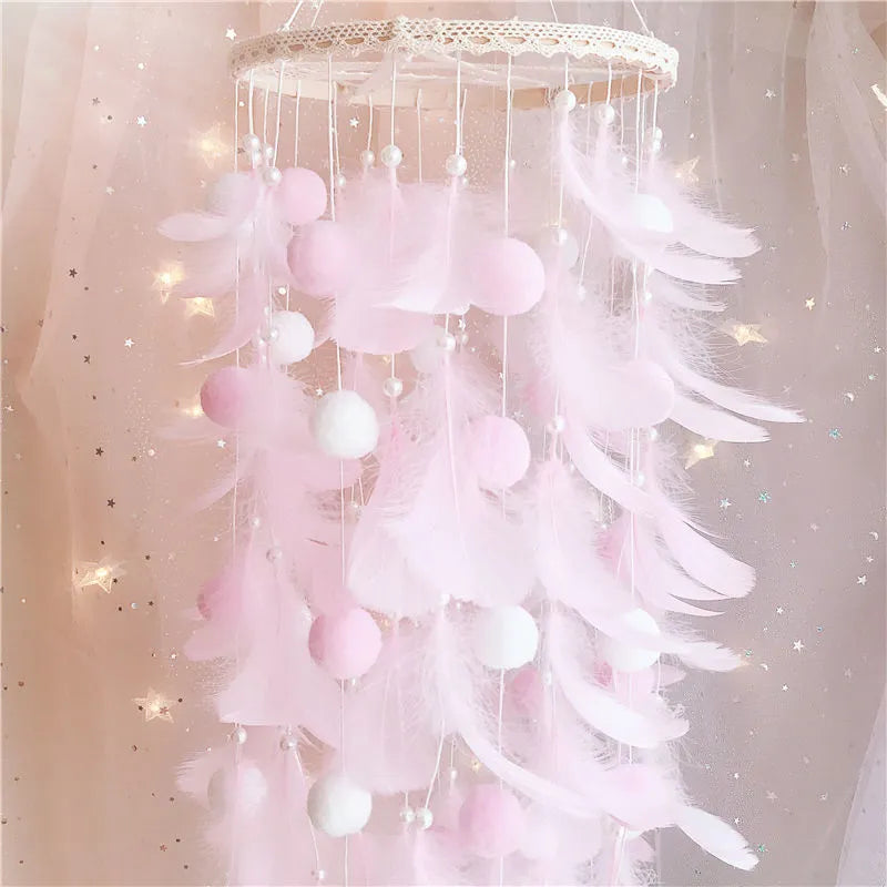 Dream Catcher Wind Chimes Feathers Handmade Pink Mythical - Tophatter Daily Deals