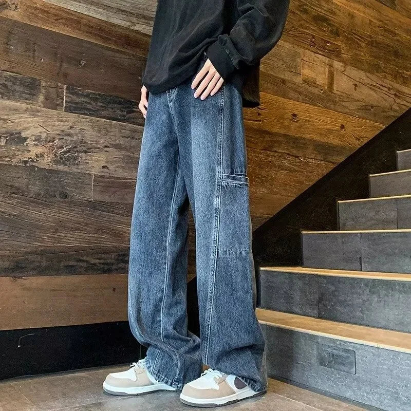 Oversized Mens Cargo Jeans - Wide Leg, Denim, Street - Tophatter Daily Deals