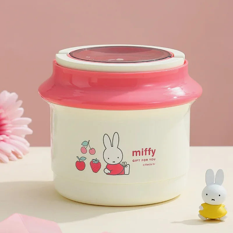 Miffy Round Double Stainless Steel Insulated Lunch Box 900ml Coral Animals - Tophatter Daily Deals