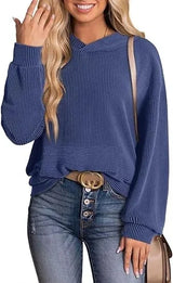 Lightweight Relaxed Womens Hoodie - Ribbed Knit, Casual - Tophatter Daily Deals