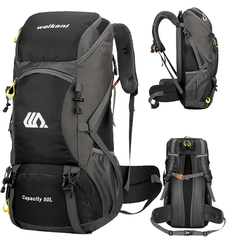 50L Waterproof Travel Backpack Rucksack Black Backpacks - Tophatter Daily Deals