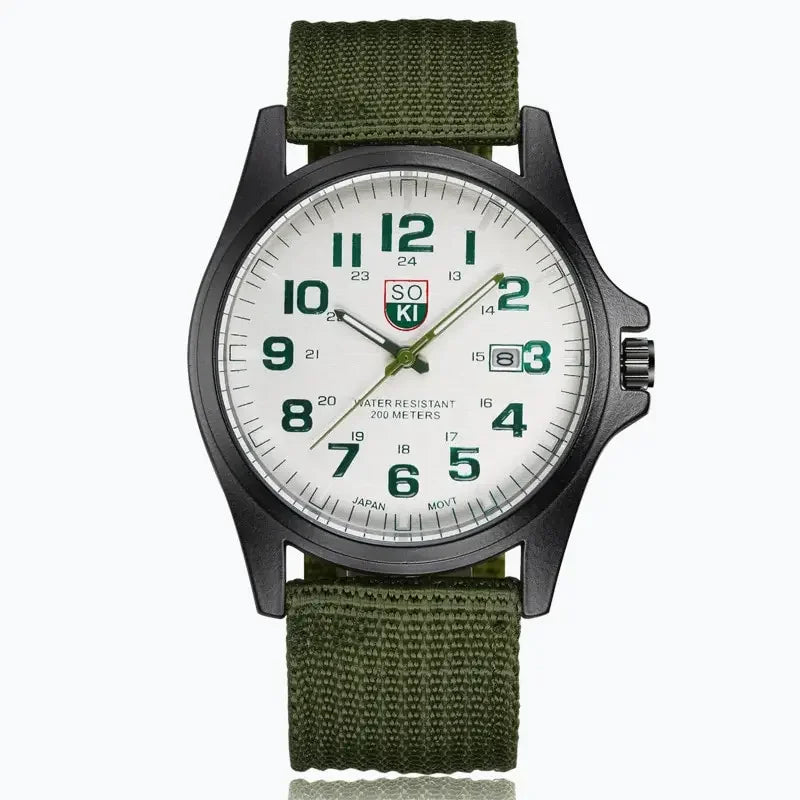 Watch Nylon Strap Quartz Military Style Durable Green - Tophatter Daily Deals