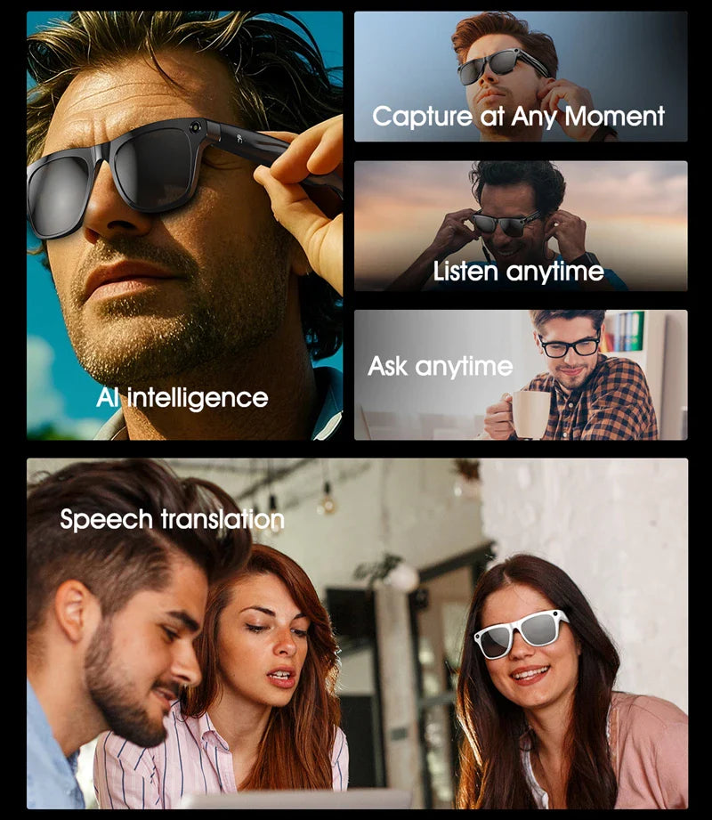4K AI Smart Camera Glasses Photochromic Travel Handsfree - Tophatter Daily Deals
