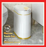 Automatic Sensor Trash Can Narrow Roman Stripe Bathroom Bin - Tophatter Daily Deals