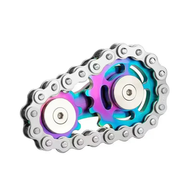 Fidget Spinner Metal Chain Gear EDC Rainbow Focus Toy - Tophatter Daily Deals