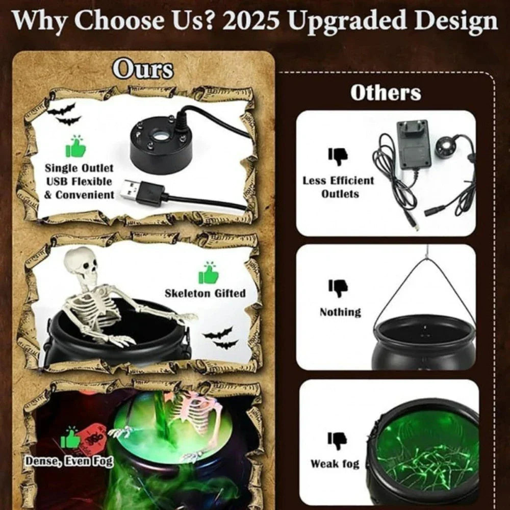 Witch Cauldron Fog Machine Halloween Prop With LED Glow - Tophatter Daily Deals