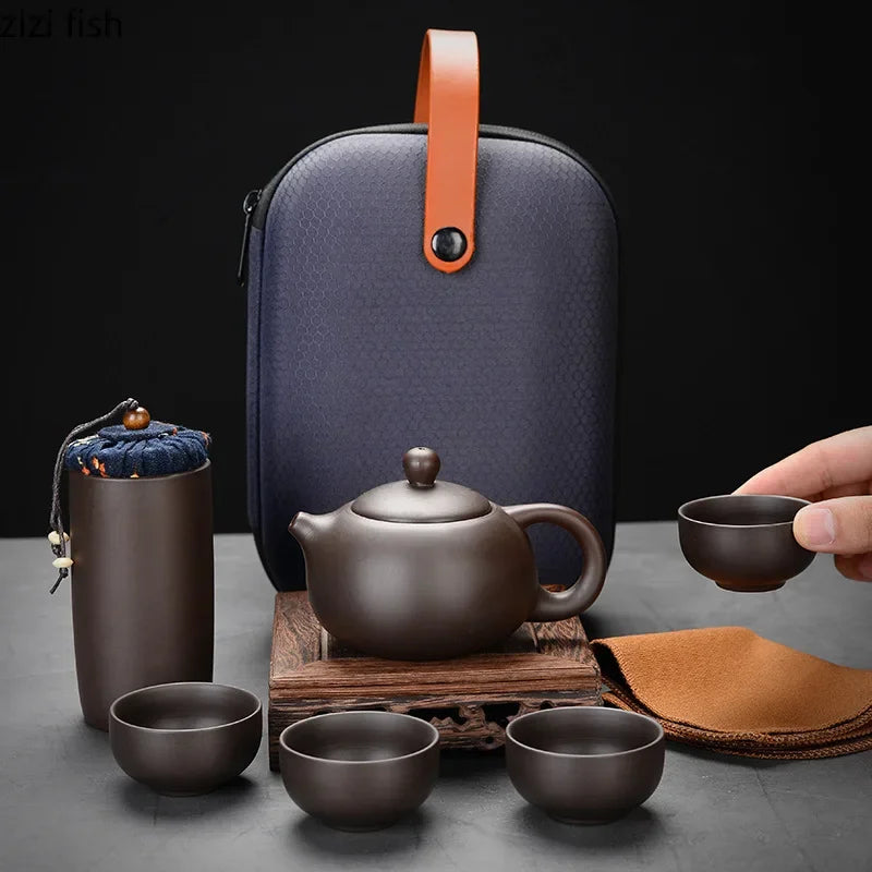 Purple Clay Travel Tea Set Portable Kung Fu Teaware - Tophatter Daily Deals
