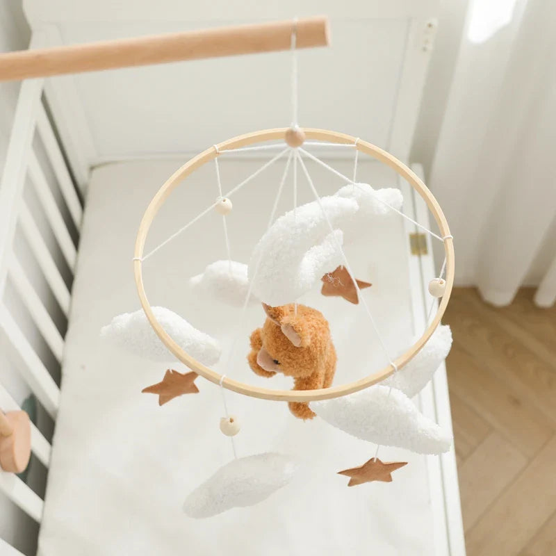 Wooden Crib Mobile Felt Bear Musical Newborn Sensory Toys - Tophatter Daily Deals