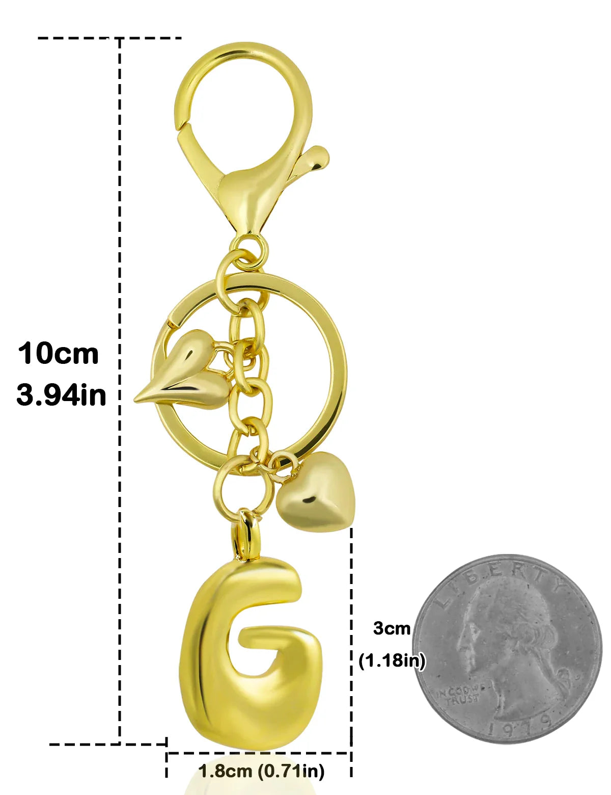 Personalized Keychain Gold Bubble Letter Bag Charm Gift G - Tophatter Daily Deals