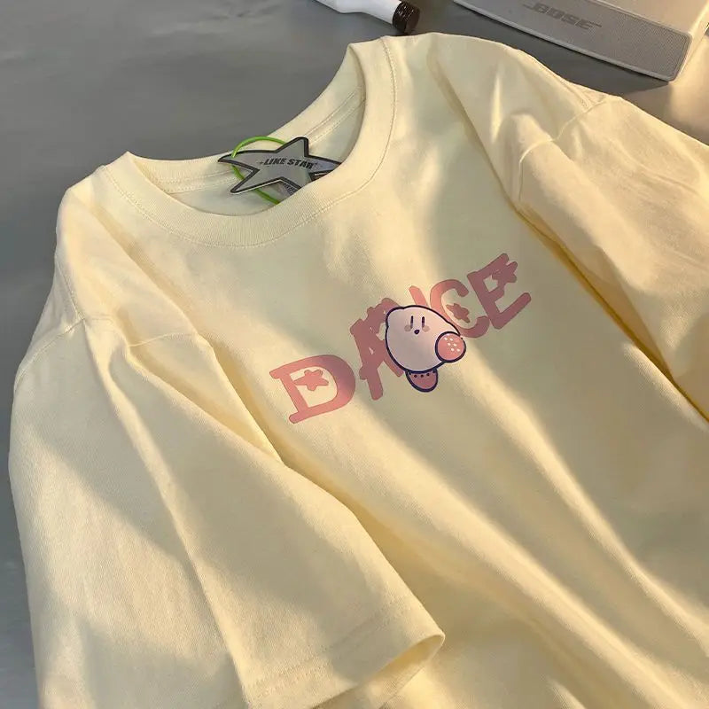 Kawaii Kirby T-shirt Anime Cotton Summer Loose Short-Sleeved Printed Top Anime - Tophatter Daily Deals