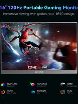 16 Inch 120Hz Portable Monitor 1920x1200 HDR Holiday Gift - Tophatter Daily Deals