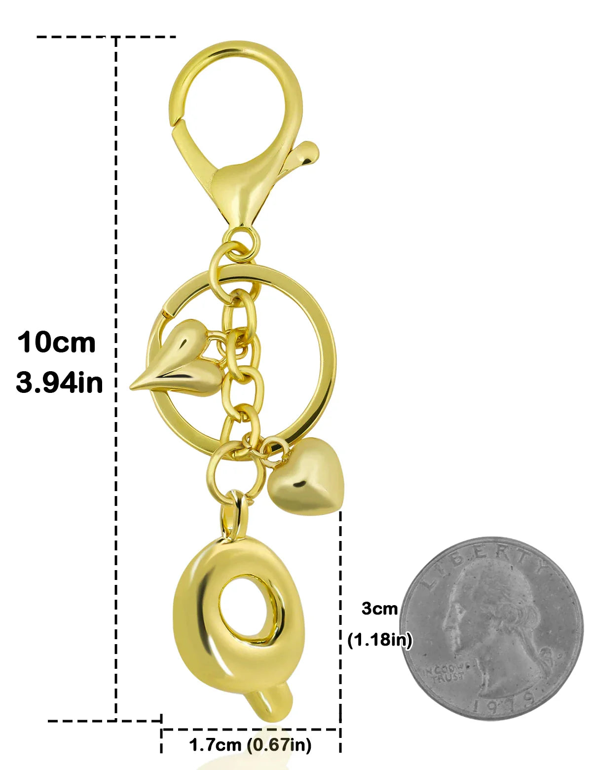 Personalized Keychain Gold Bubble Letter Bag Charm Gift Q - Tophatter Daily Deals