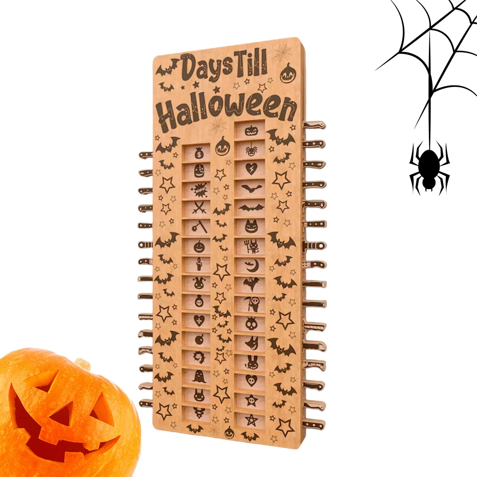 Wooden Halloween Advent Calendar 31 Day Countdown Craft - Tophatter Daily Deals