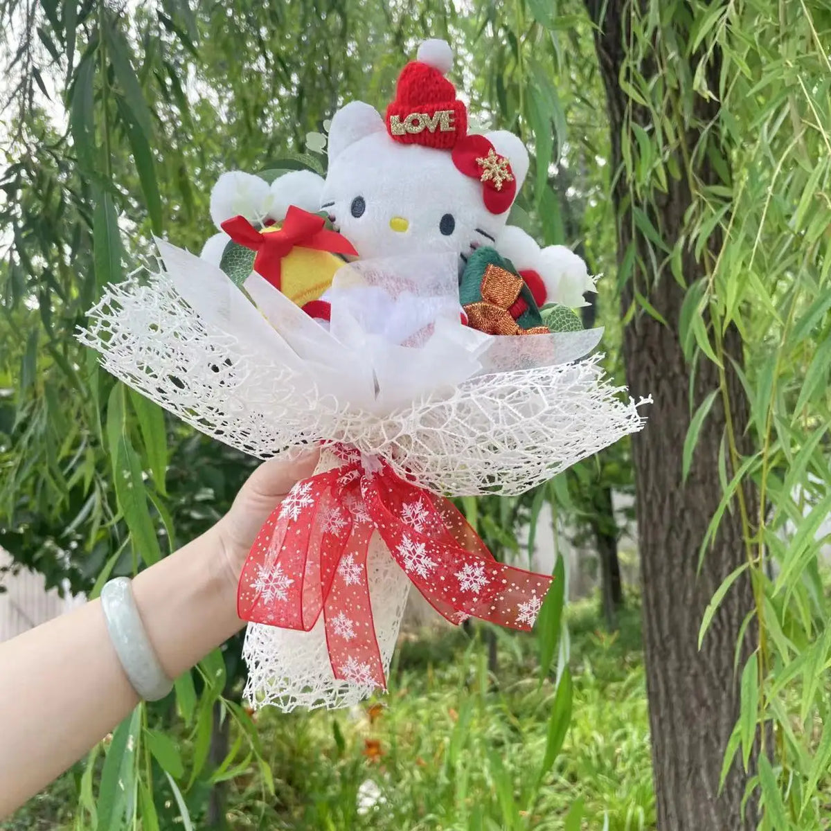 Sanrio Hello Kitty Plush Toy Flower Bouquet Christmas Red Flowers - Tophatter Daily Deals