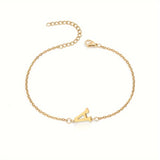 Initial Letter Bead Bracelet Thin Chain Minimalist Elegant A - Tophatter Daily Deals
