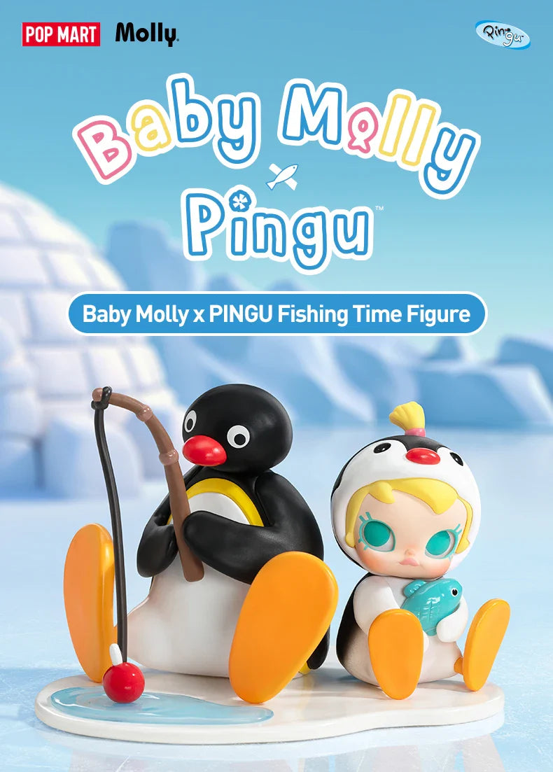 Genuine Pop Mart Baby Molly × Pingu Fishing Time Figure Animals - Tophatter Daily Deals