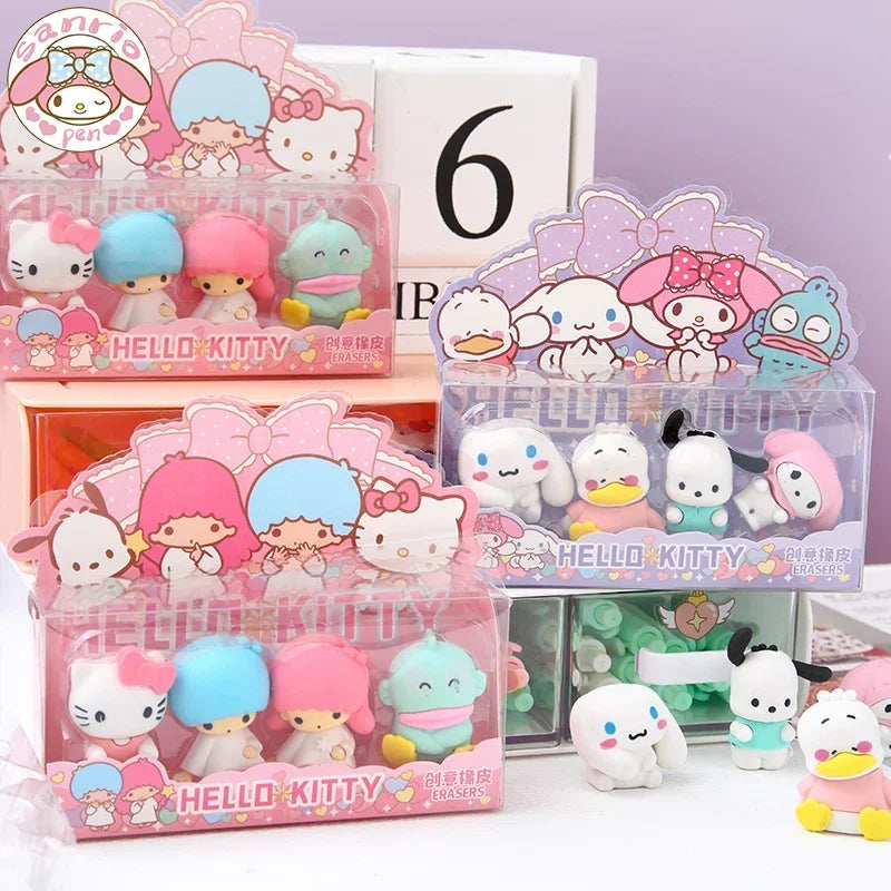 Set of 12 Sanrio Toys Kawaii Eraser Figures Set of 12 Erasers Anime - Tophatter Daily Deals