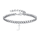Initials Cuban Link Bracelet Stainless Steel Adjustable J - Tophatter Daily Deals