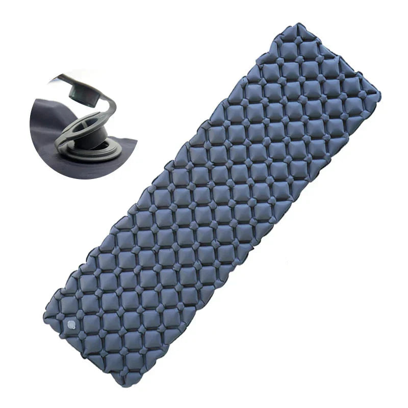Camping Inflatable Air Mattress with Built-In Pump Blue Camping & Hiking - Tophatter Daily Deals