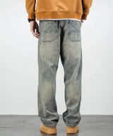 Oversized Men's Denim Jeans - Loose Straight Cut, Washed - Tophatter Daily Deals