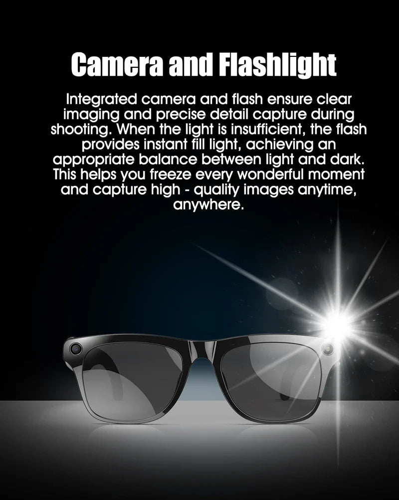 4K AI Smart Camera Glasses Photochromic Travel Handsfree - Tophatter Daily Deals