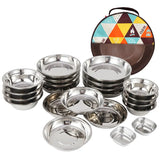 22-Piece Camping Tableware Set Silver Camp Cooking - Tophatter Daily Deals
