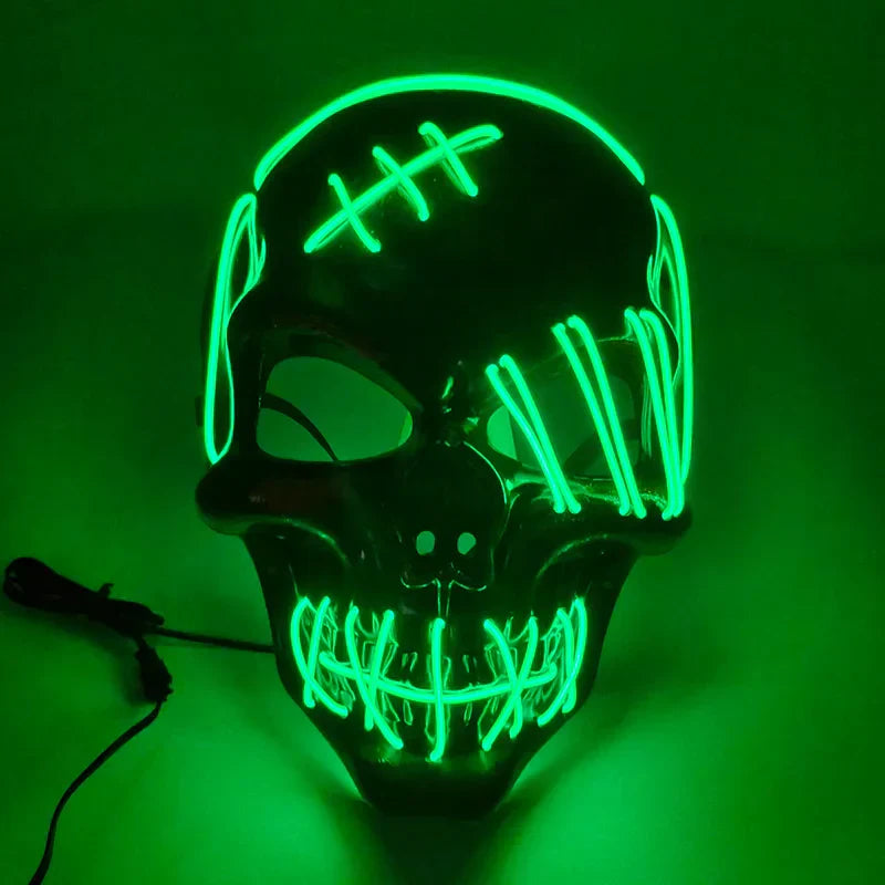 LED Glowing Skull Mask Full Face Halloween 2025 Cosplay Color 1 - Tophatter Daily Deals
