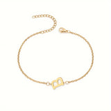 Initial Letter Bead Bracelet Thin Chain Minimalist Elegant B - Tophatter Daily Deals