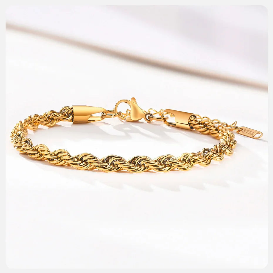Stainless Steel Rope Chain Bracelet Twisted Singapore - Tophatter Daily Deals