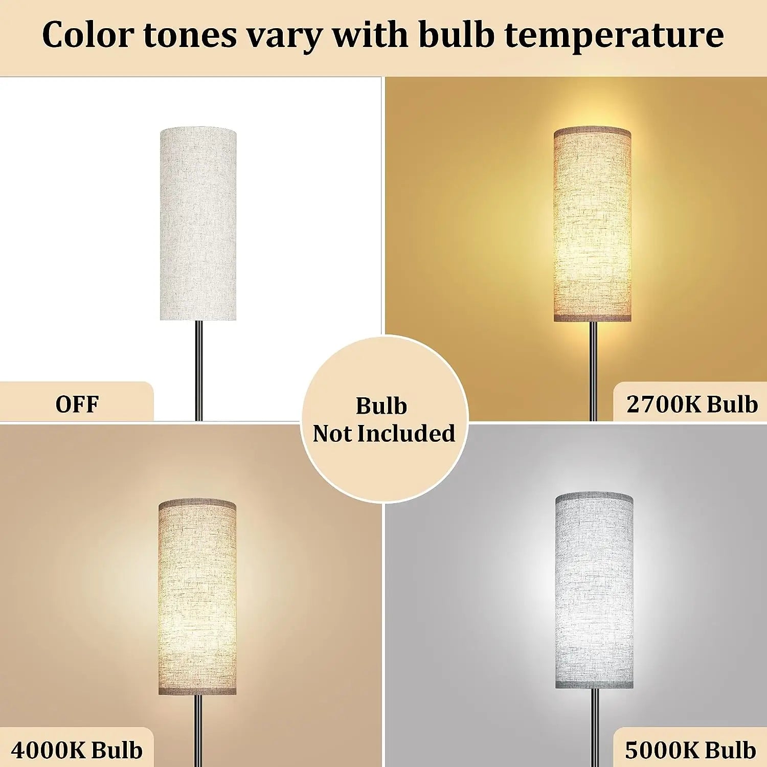 Japandi Modern Floor Lamp With Fabric Shade Stepless Dimming - Tophatter Daily Deals