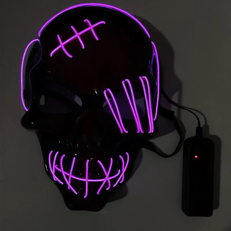 LED Glowing Skull Mask Full Face Halloween 2025 Cosplay Color 5 - Tophatter Daily Deals