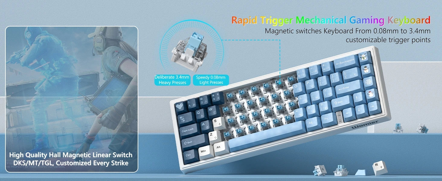 Mechanical Keyboard 68-Key Hall Effect RGB Wired Compact - Tophatter Daily Deals