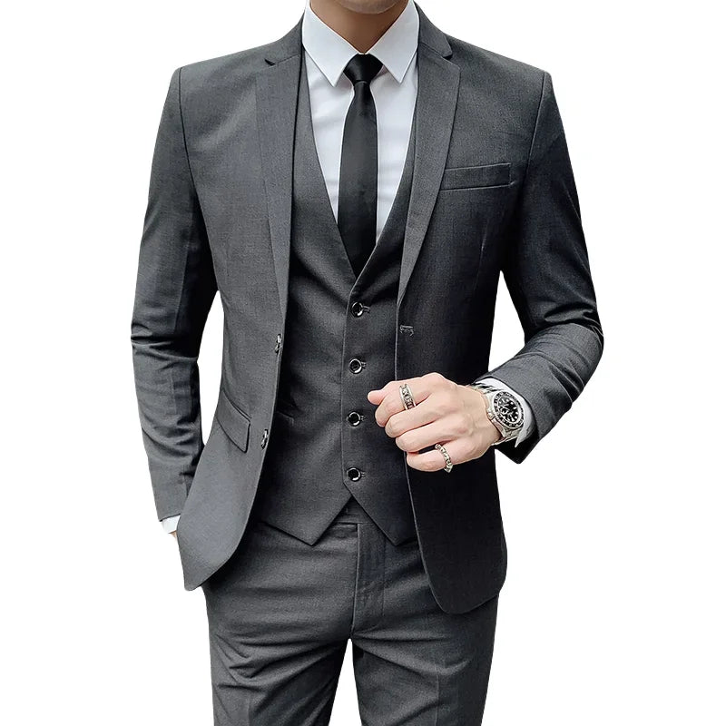 Mens Business Suit Set Blazer (Gray) Apparel & Accessories > Clothing > Suits - Tophatter Daily Deals