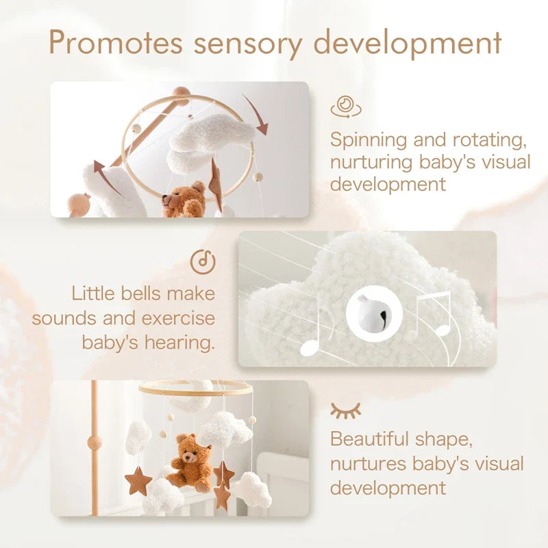 Baby Crib Mobile Wooden Nursery Newborn Sensory Toys - Tophatter Daily Deals