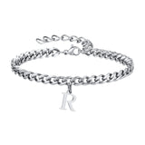 Initials Cuban Link Bracelet Stainless Steel Adjustable R - Tophatter Daily Deals