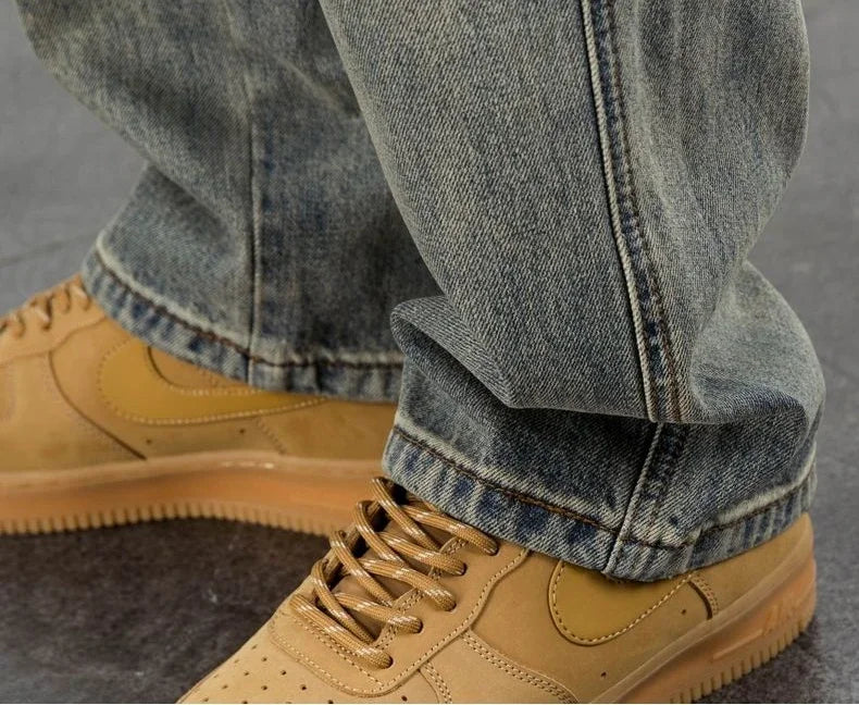 Oversized Men's Denim Jeans - Loose Straight Cut, Washed - Tophatter Daily Deals