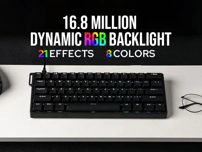 Mechanical 60 Percent Hot Swap Keyboard Aluminum RGB Hall - Tophatter Daily Deals