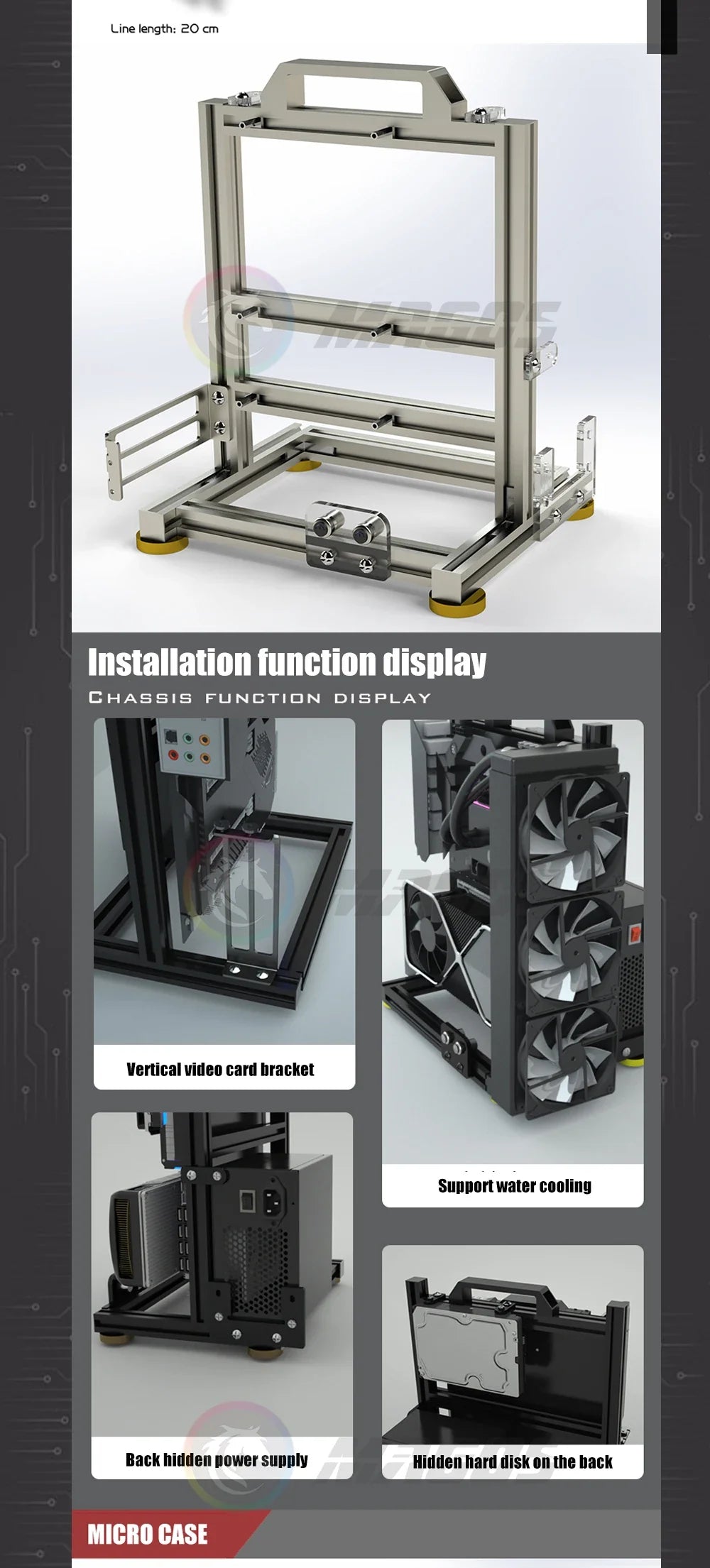 Open Frame PC Case Modular ATX MATX ITX Aluminum Rack - Tophatter Daily Deals